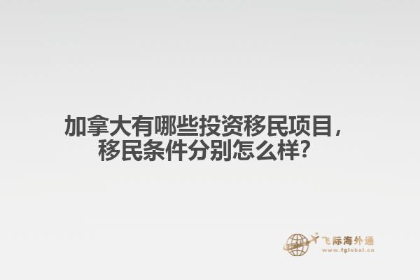 加拿大有哪些投資移民項目，移民條件分別怎么樣？