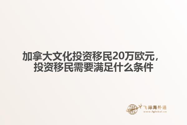 加拿大文化投資移民20萬歐元，投資移民需要滿足什么條件