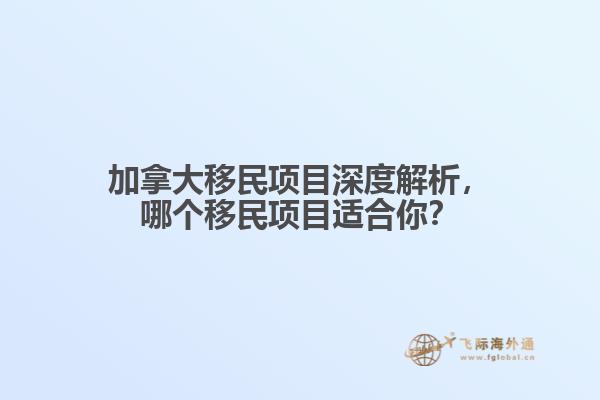 加拿大移民項目深度解析，哪個移民項目適合你？
