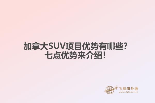 加拿大SUV項目優(yōu)勢有哪些？七點優(yōu)勢來介紹！