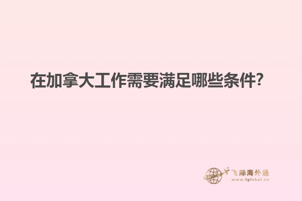 在加拿大工作需要滿足哪些條件？