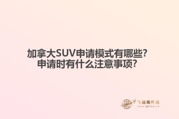 加拿大SUV申請(qǐng)模式有哪些？申請(qǐng)時(shí)有什么注意事項(xiàng)？