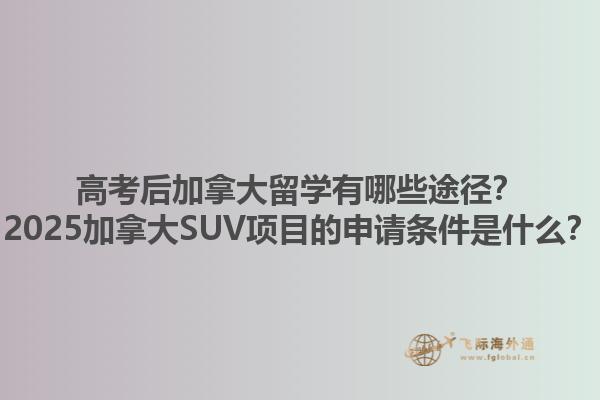 高考后加拿大留學有哪些途徑？2025加拿大SUV項目的申請條件是什么？1.jpg