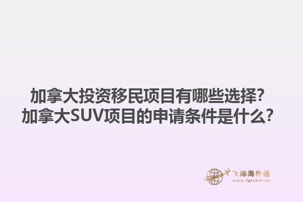 加拿大投資移民項(xiàng)目有哪些選擇？加拿大SUV項(xiàng)目的申請(qǐng)條件是什么？