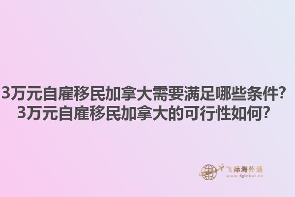 3萬元自雇移民加拿大需要滿足哪些條件？3萬元自雇移民加拿大的可行性如何？