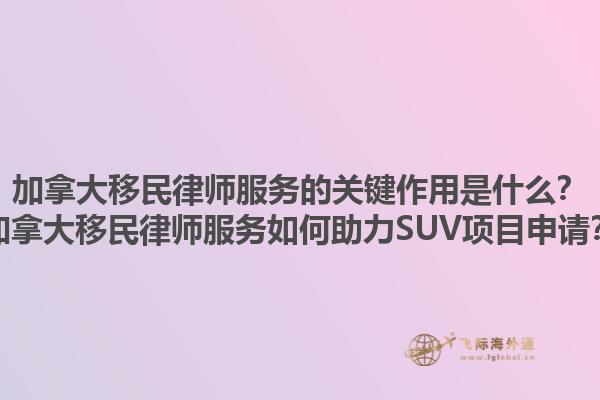 加拿大移民律師服務(wù)的關(guān)鍵作用是什么？加拿大移民律師服務(wù)如何助力SUV項目申請？