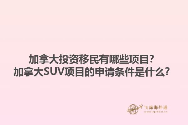 加拿大投資移民有哪些項(xiàng)目？加拿大SUV項(xiàng)目的申請(qǐng)條件是什么？