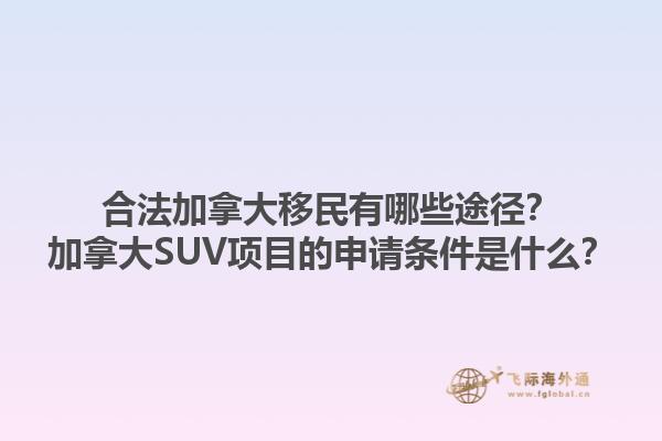 合法加拿大移民有哪些途徑？加拿大SUV項(xiàng)目的申請條件是什么？