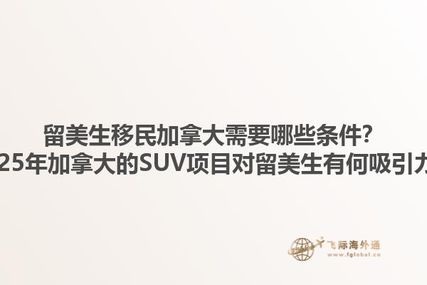 留美生移民加拿大需要哪些條件？2025年加拿大的SUV項目對留美生有何吸引力？