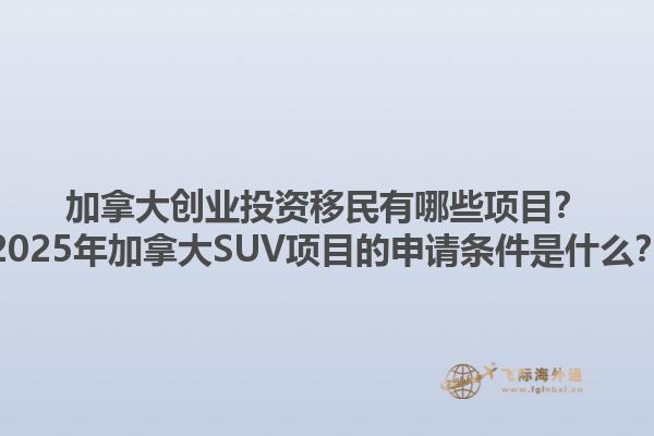 加拿大創(chuàng)業(yè)投資移民有哪些項目？2025年加拿大SUV項目的申請條件是什么？