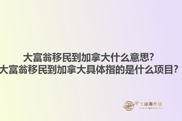 大富翁移民到加拿大什么意思？大富翁移民到加拿大具體指的是什么項(xiàng)目？1.jpg