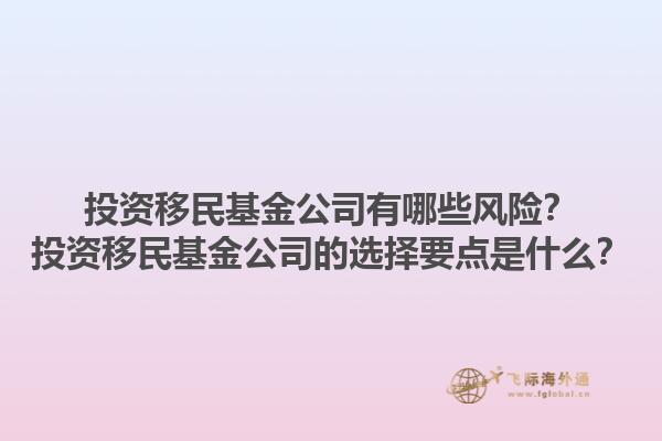 投資移民基金公司有哪些風險？投資移民基金公司的選擇要點是什么？1.jpg