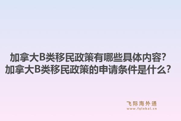 加拿大B類移民政策有哪些具體內(nèi)容？加拿大B類移民政策的申請(qǐng)條件是什么？