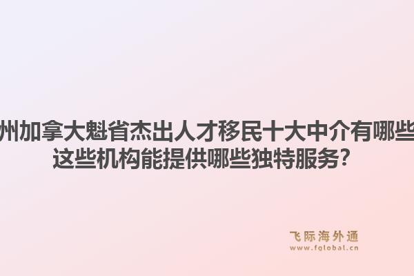 廣州加拿大魁省杰出人才移民十大中介有哪些？這些機構能提供哪些獨特服務？